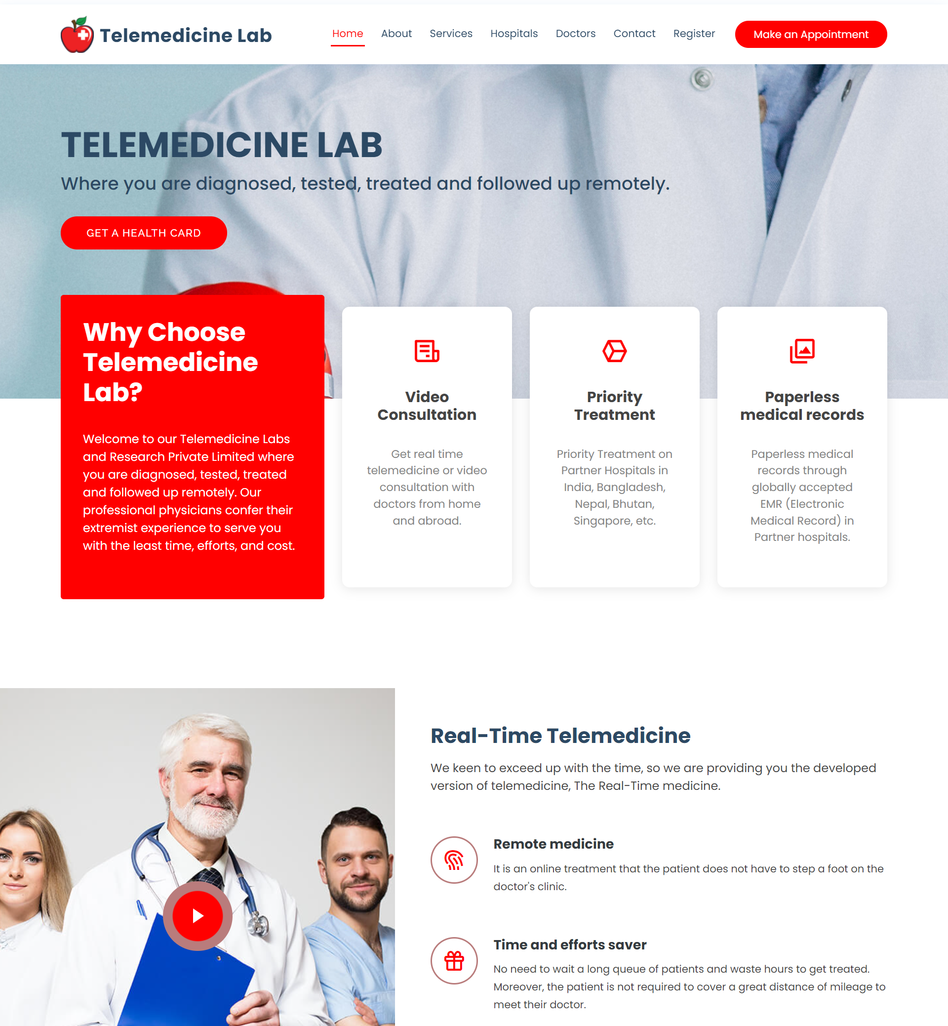 Website Development Services Offered to Telemedicine Lab